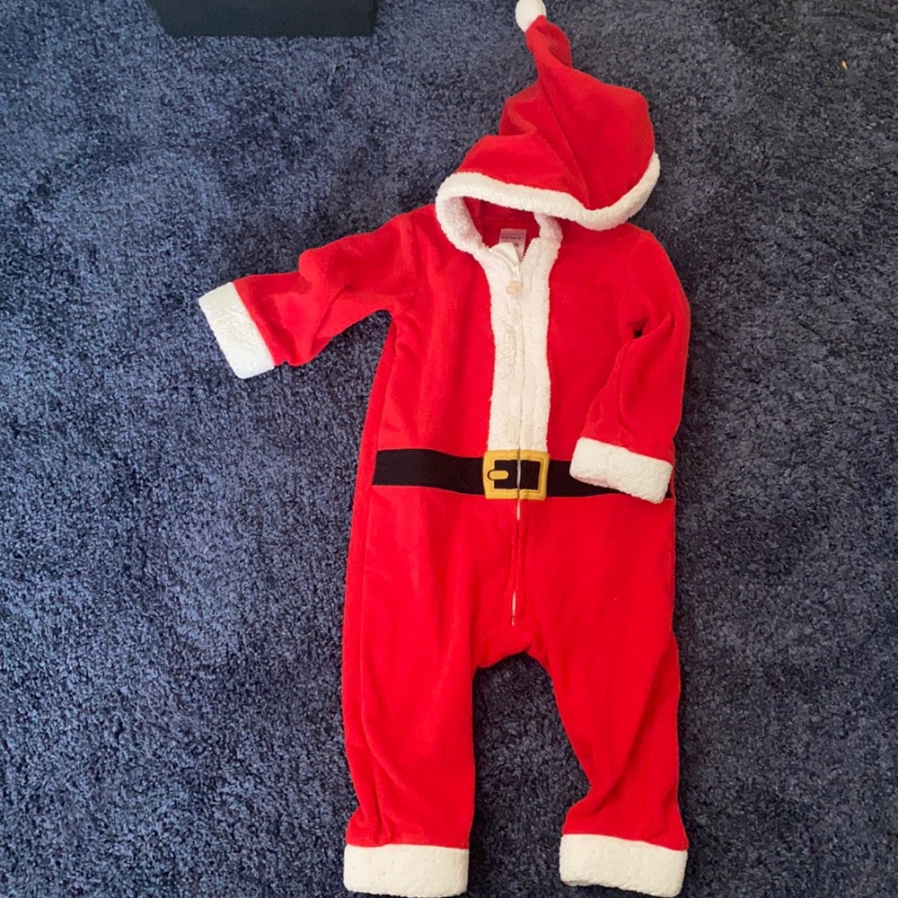 Santa one piece fleece hooded zip up